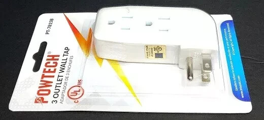 3 Pack "L" Style 3-Way Grounded Electrical Outlet Wall Plug Power Splitter