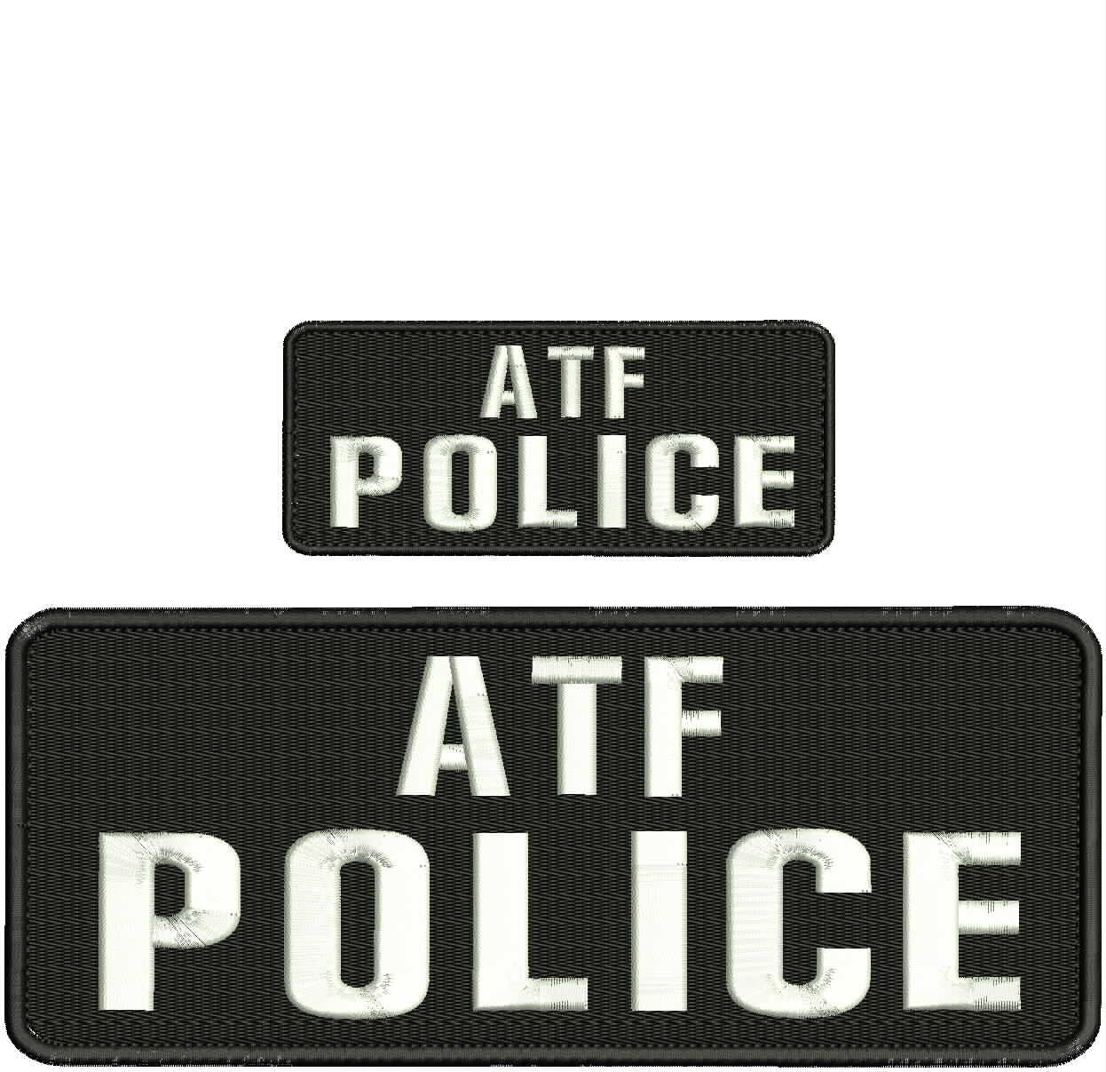 ATF Police embroidery patches 4x10 and 2x5 hook black white