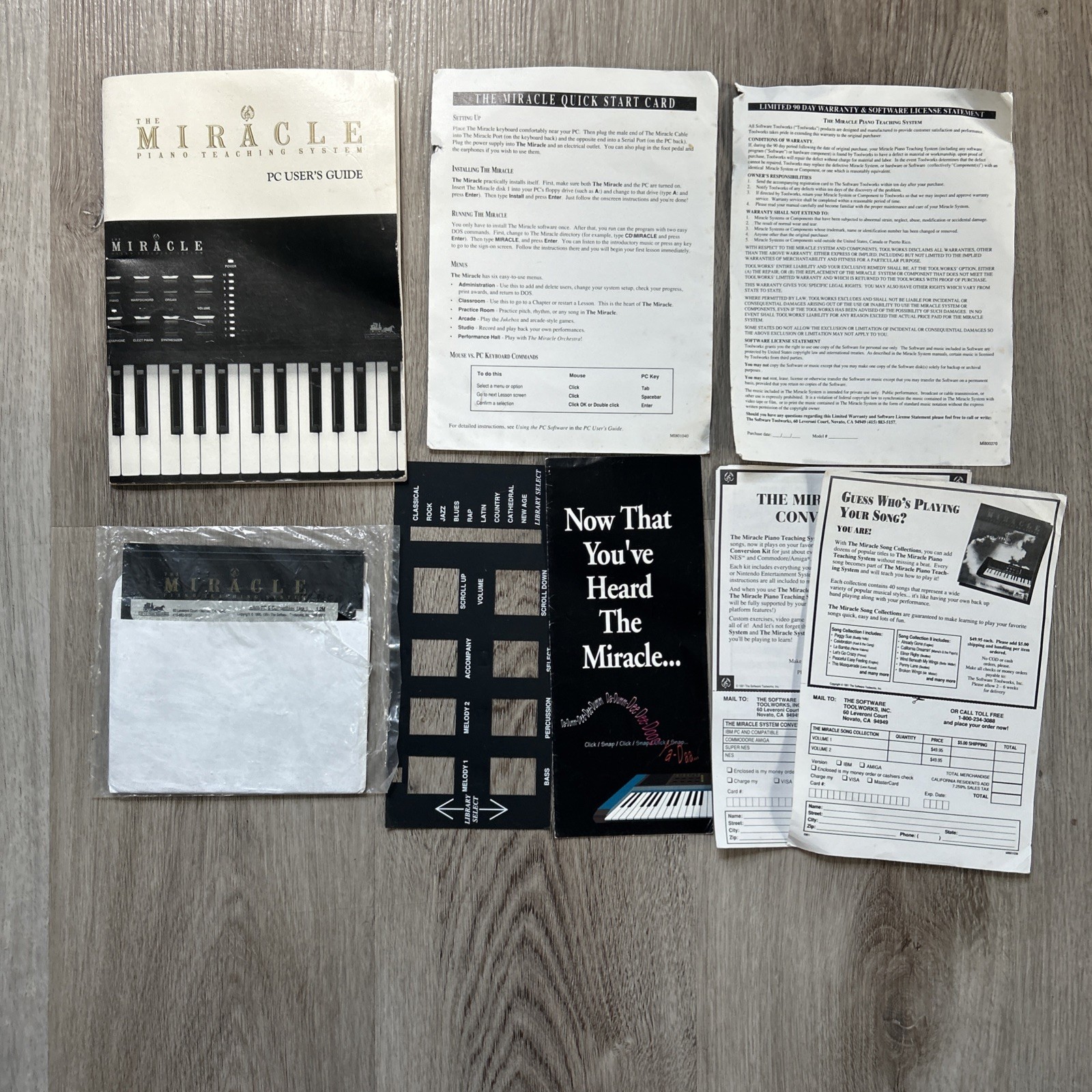 Miracle Piano Teaching System PC Floppy Disc w/ User Guide Manuals Software