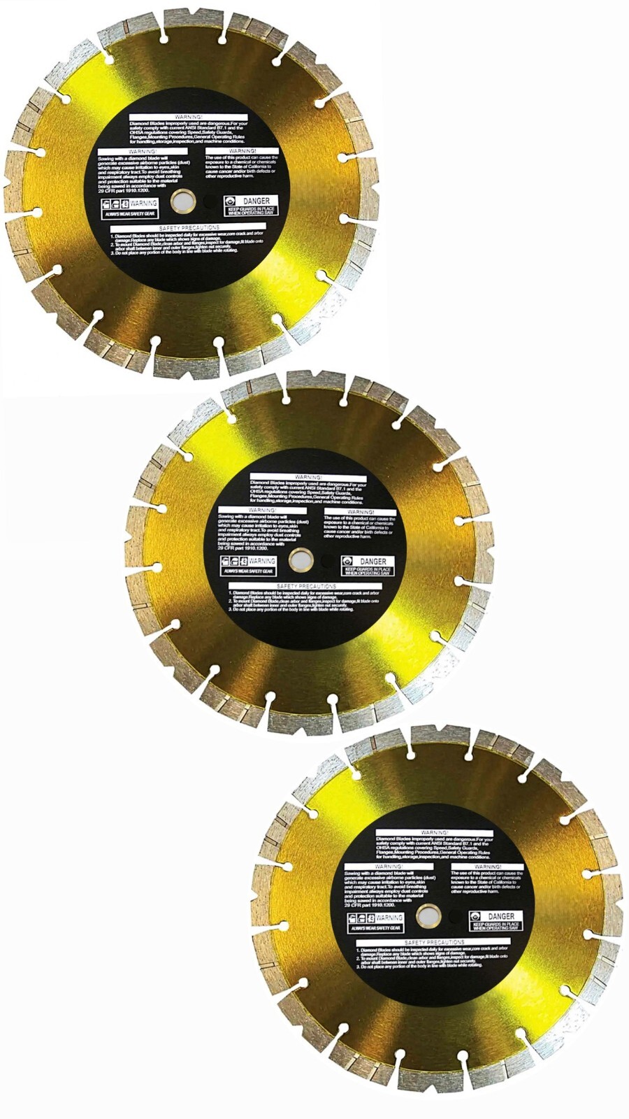 DCH 230 saw 9" Diamond Blade stone Concrete blade (Equivalent) rpm rated 3pk