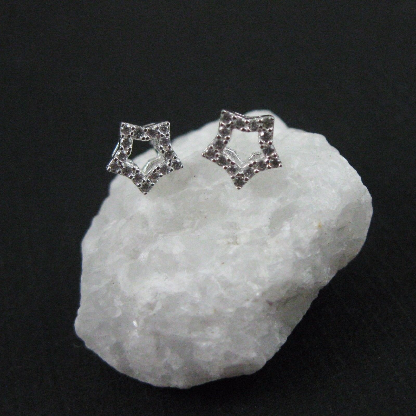 925 Sterling Silver Earrings- CZ Cubic Zirconia Star Earring Studs (1 pair)