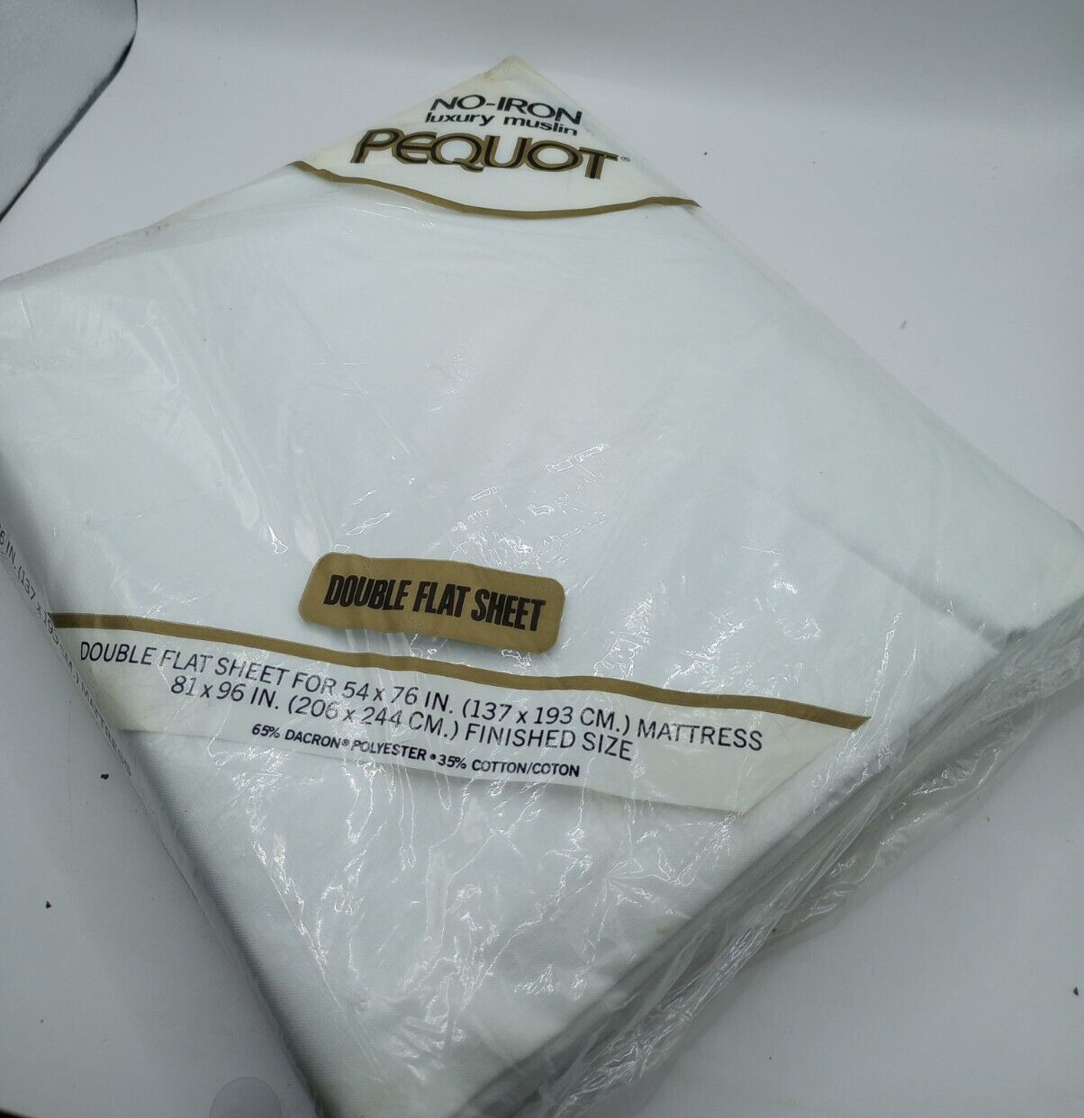 Vintage Double Flat White Sheet by PEQUOT - New in opened Package