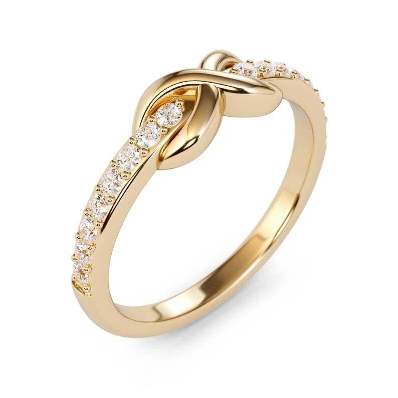 Lab-Created VVS1 Round Cut 1.30 Ct Diamond Wedding Ring 14K Yellow Gold Plated