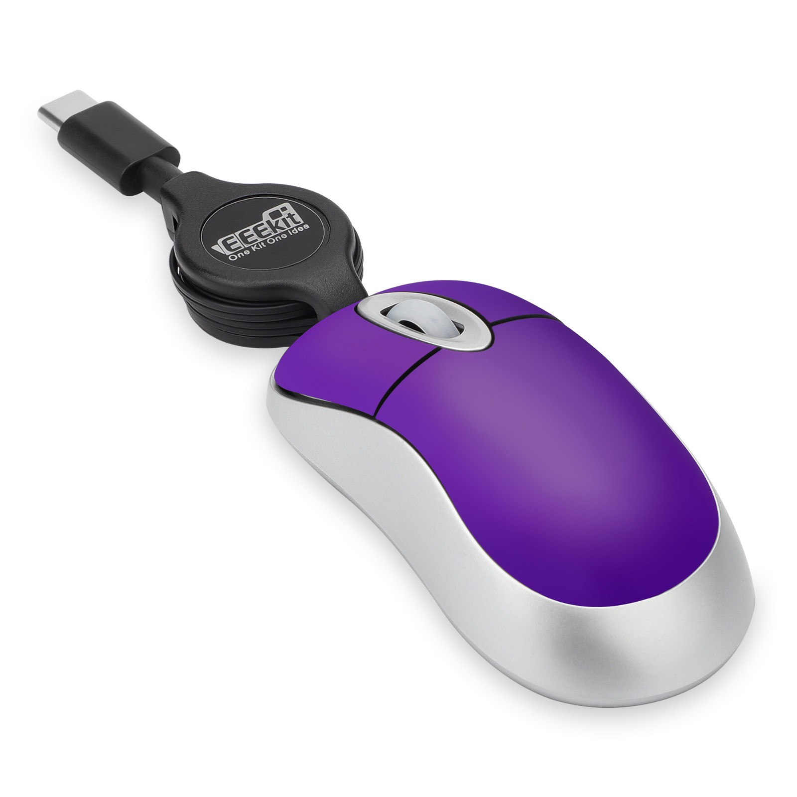USB C Wired Mouse for PC Laptop Computer Optical Mice w/ Retractable Cord Cable
