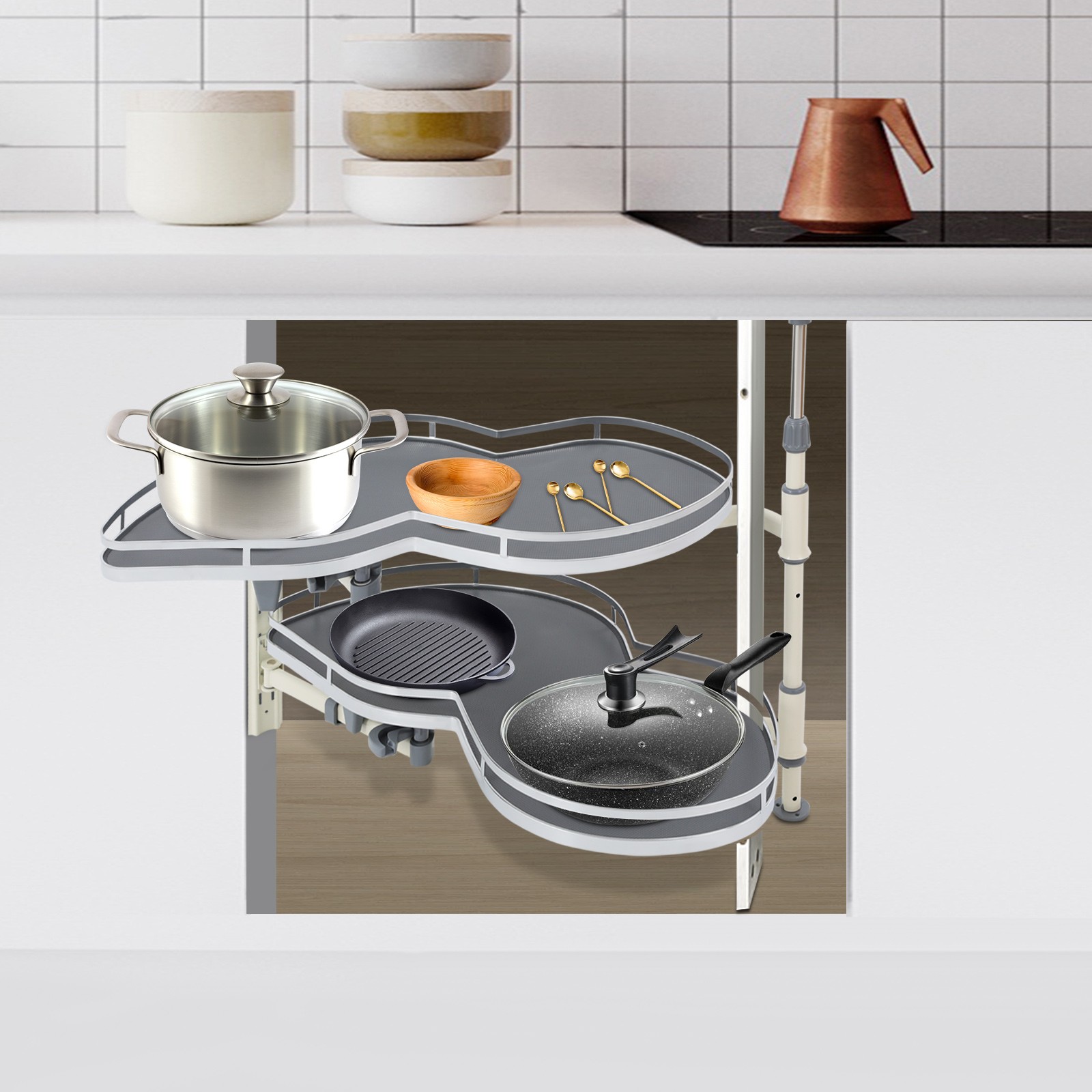 Kitchen Blind Corner Cabinet Pull Out Shelves 2-Tier Left Pull-out Organizer