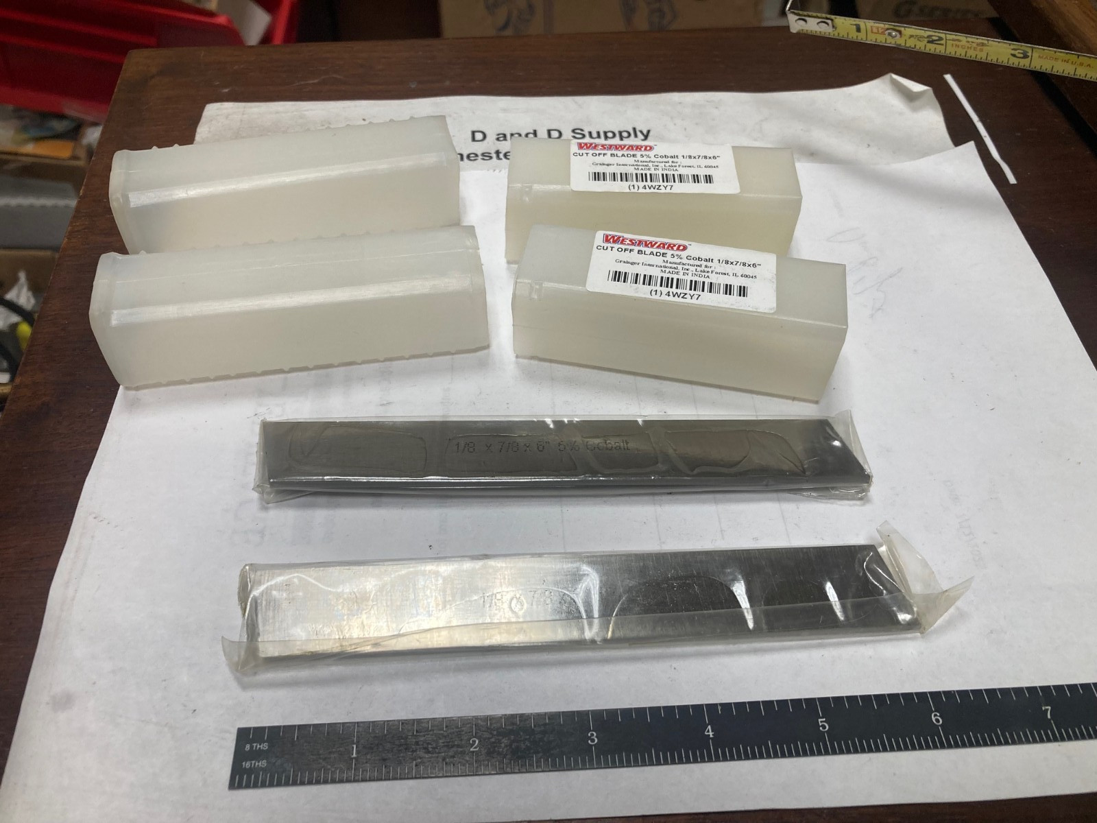 Lot of 2, Westward 4WZY7,  Cobalt Cutoff Blades, 5% Cobalt, 1/8" x 7/8" x 6"