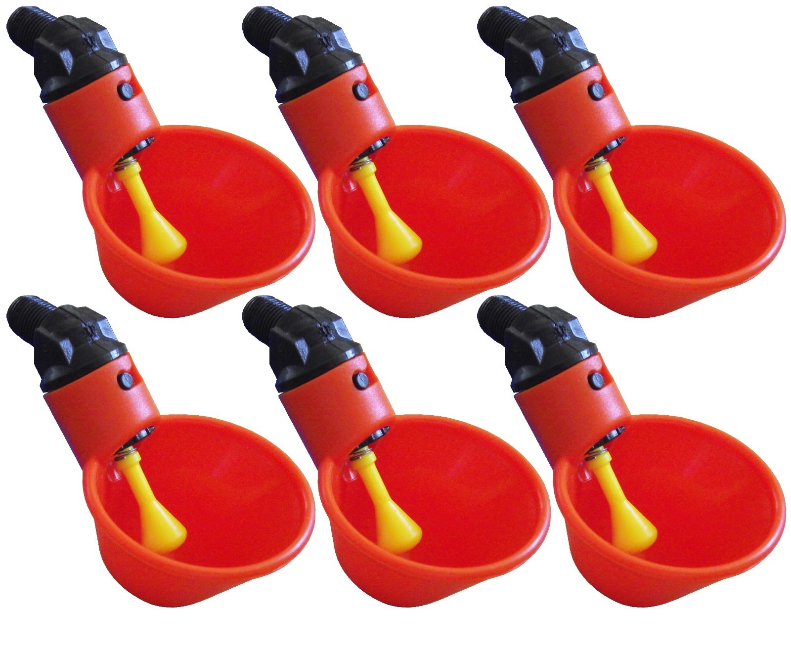 (6) AUTOMATIC WATERER DRINKER CUPS CHICKEN COOP POULTRY CHOOK BIRD TURKEY DRINK