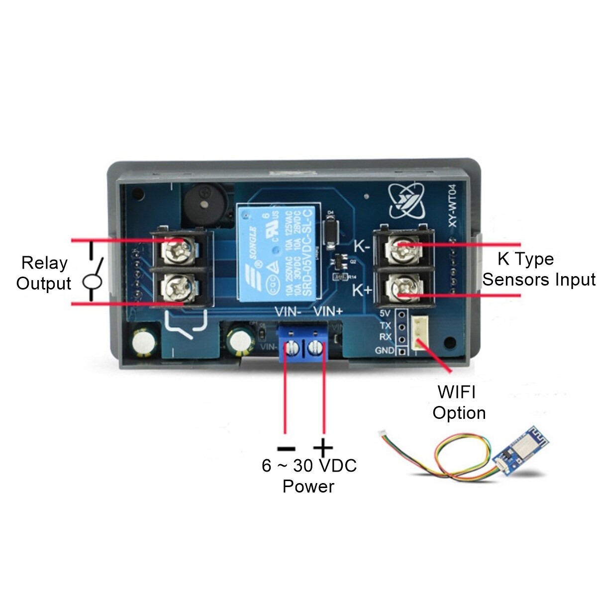 Digital LCD Temperature Controller K Type Thermocouple Sensors 12/24 VDC (℃ /℉)