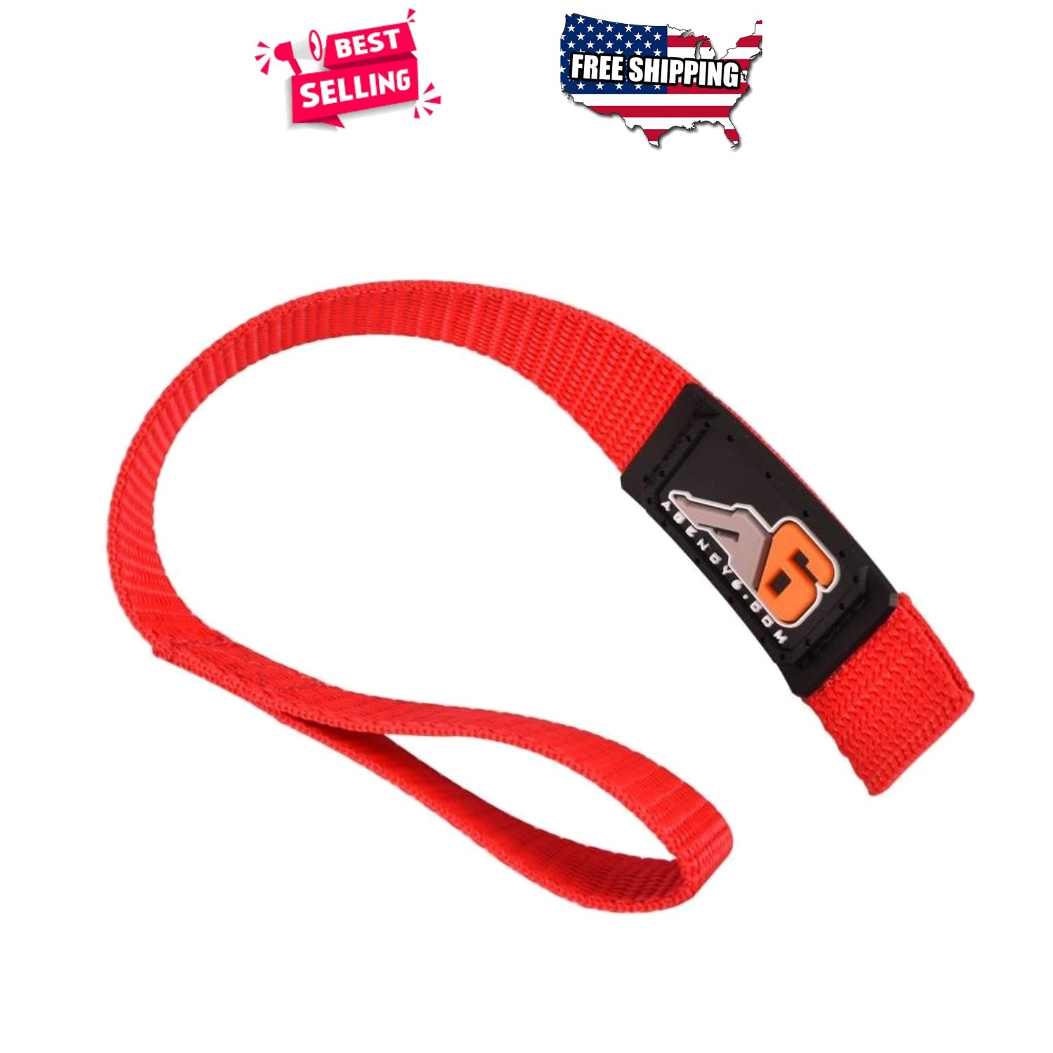Winch Hook Pull Strap 1 Inch Wide 10 Inch Red Heavy Duty Poly Trucks ATVs UTVs