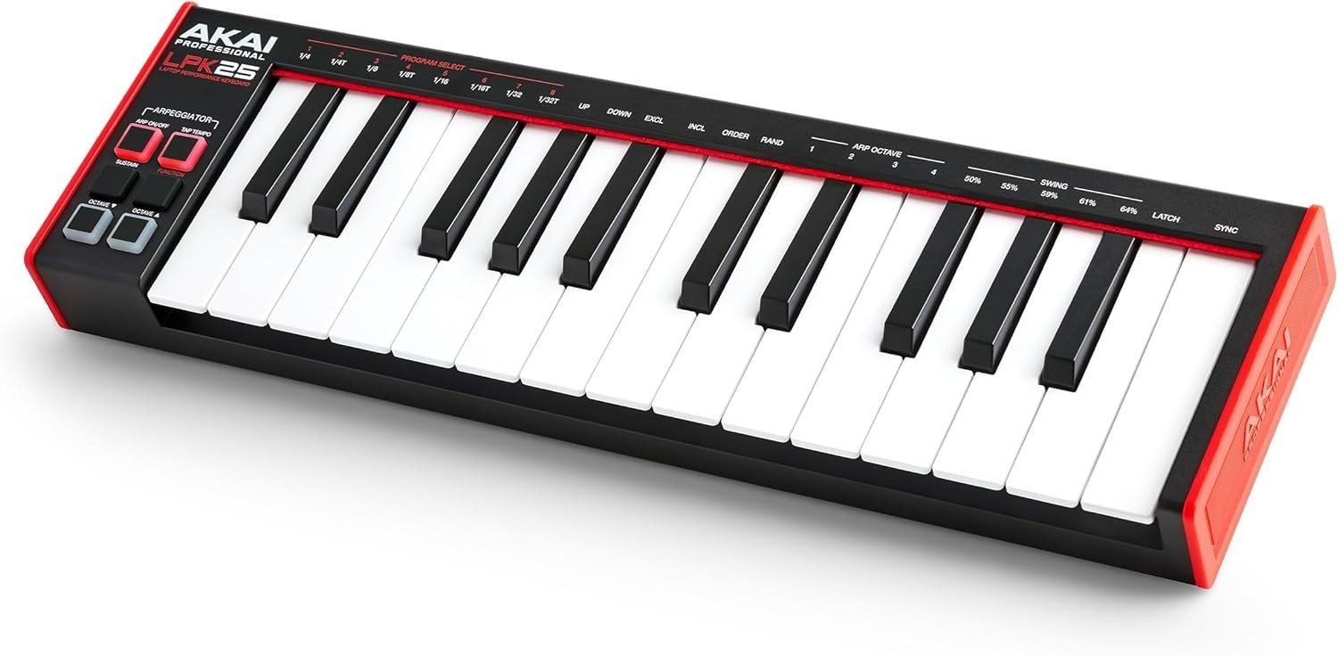 25-Key USB MIDI Keyboard Controller, Black