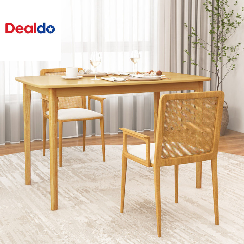 48 Inch Solid Wood Dining Table with Rubber Wood Supporting Legs for Kitchen Din