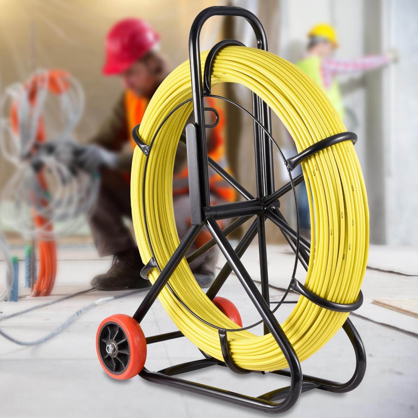 Fish Tape Puller Fiberglass 492 ft 3/10 in Wire Cable Running Duct Rodder
