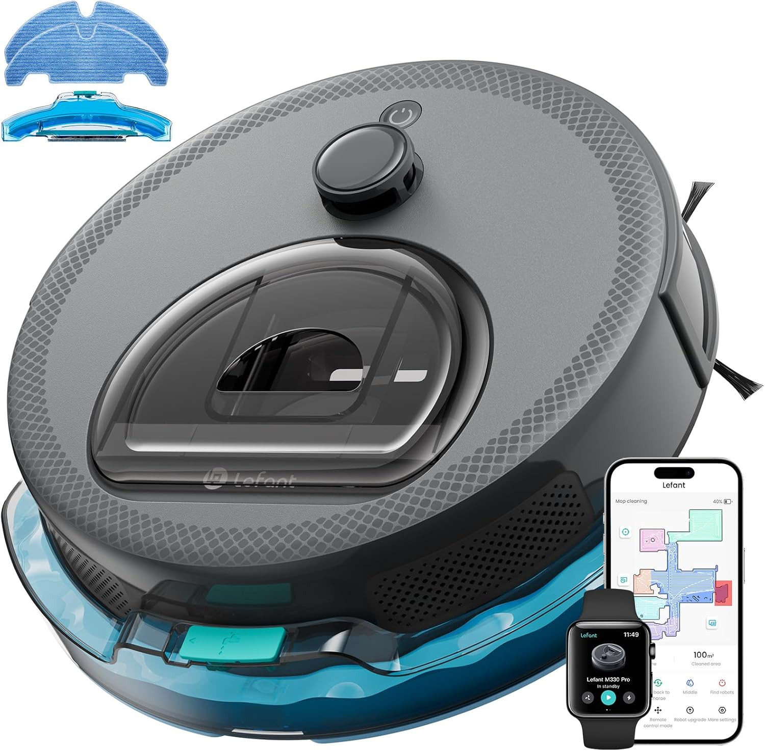 Robot Vacuum and Mop, Upgraded Lidar Navigation, 450Ml Visible Dustbin, Strong S