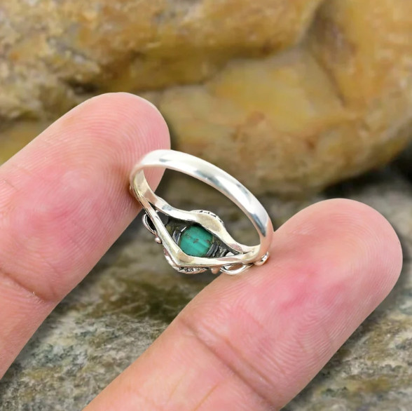 Malachite Women Ring Solid 925 Silver Handmade Birthday Gift Ring All Size SR540