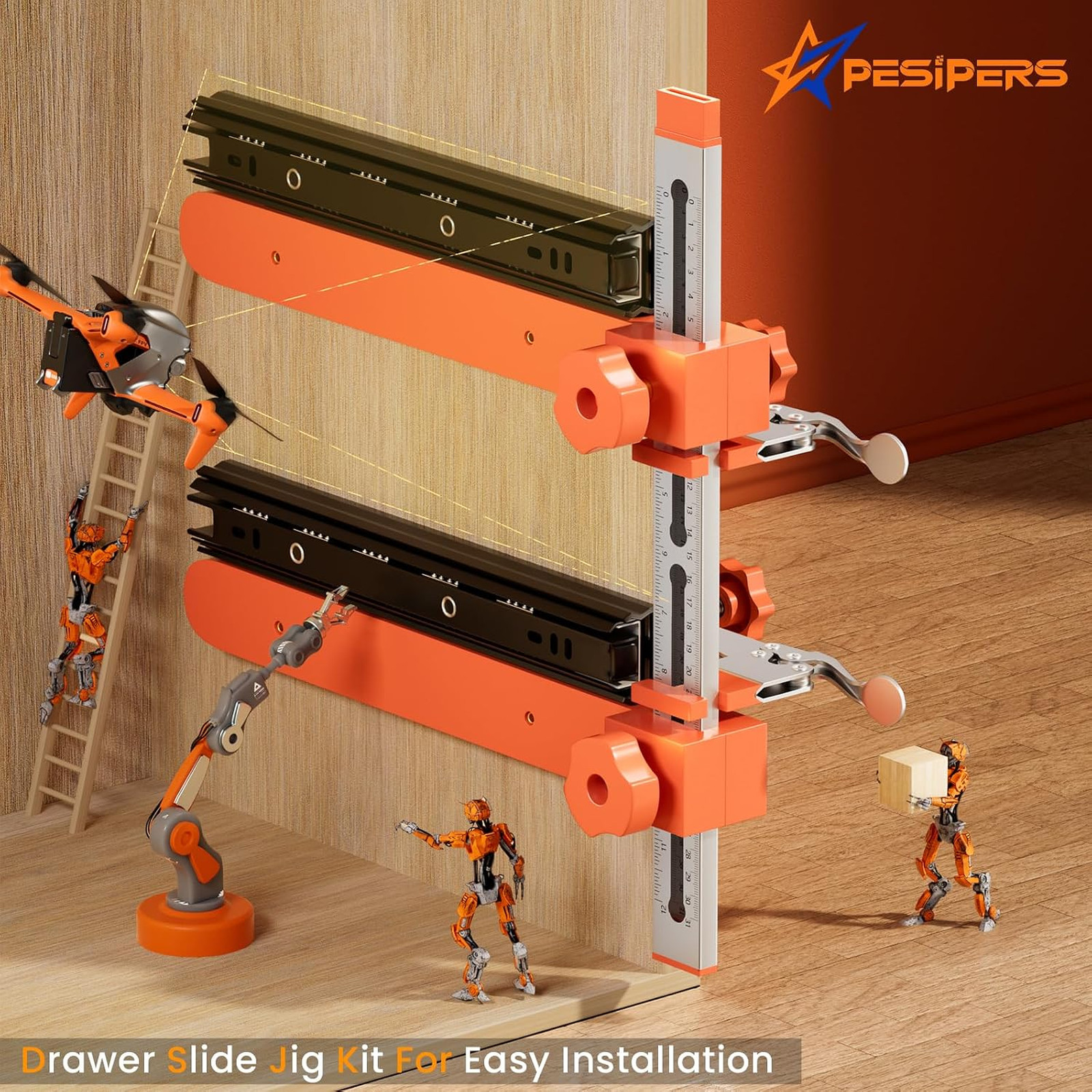 2.0 Adjustable Drawer Slide Jig With Toggle Clamp & Magnetic Arm, Precision