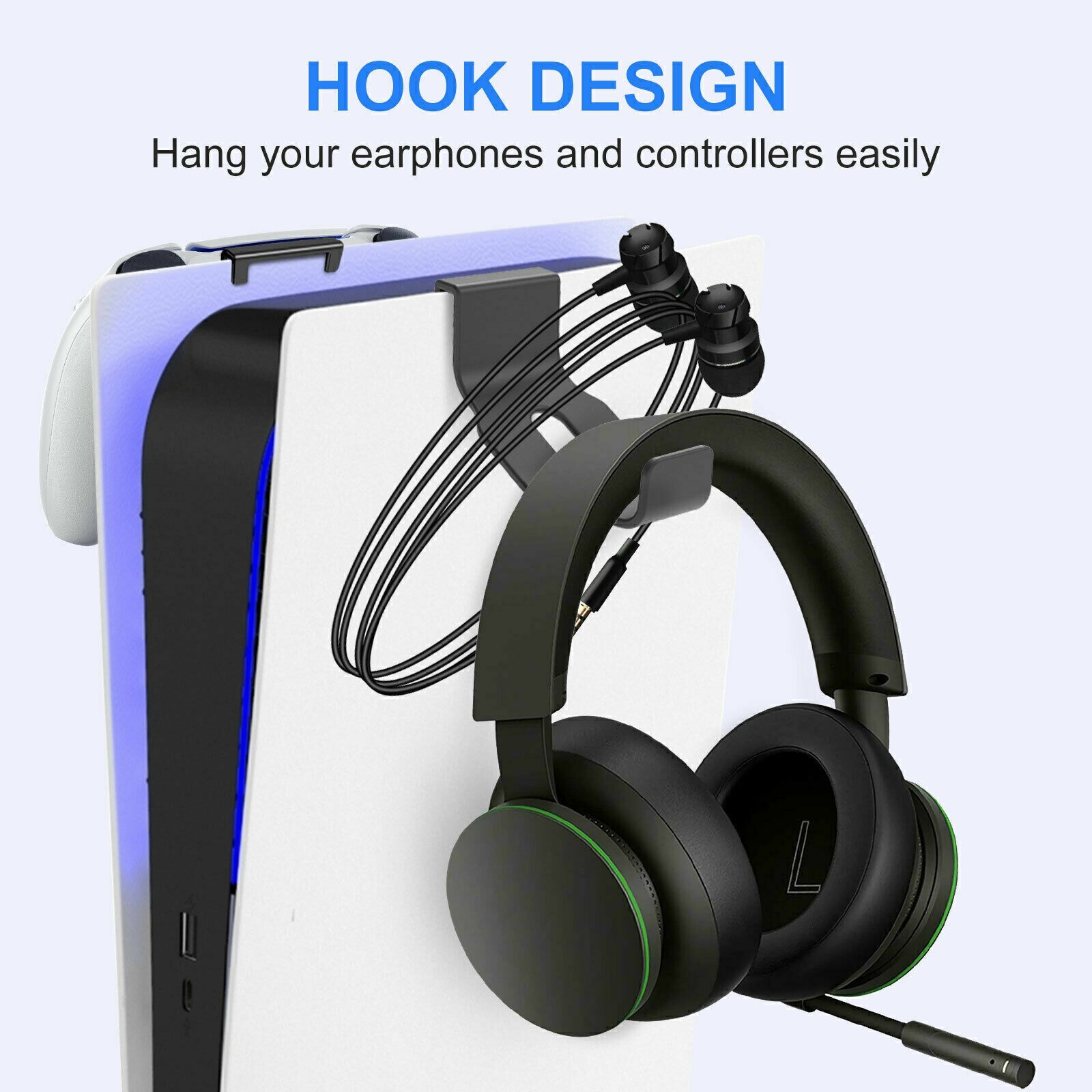 2PC Headphone+Controller Stand Bracket Holder Hanger Mount for PS5/Xbox Series X