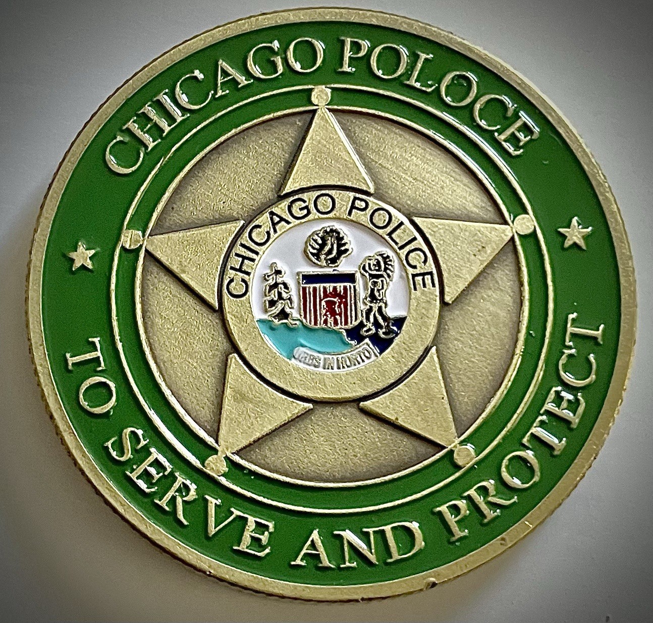 Chicago Police Challenge Coin-Bronze Coin-Error-New