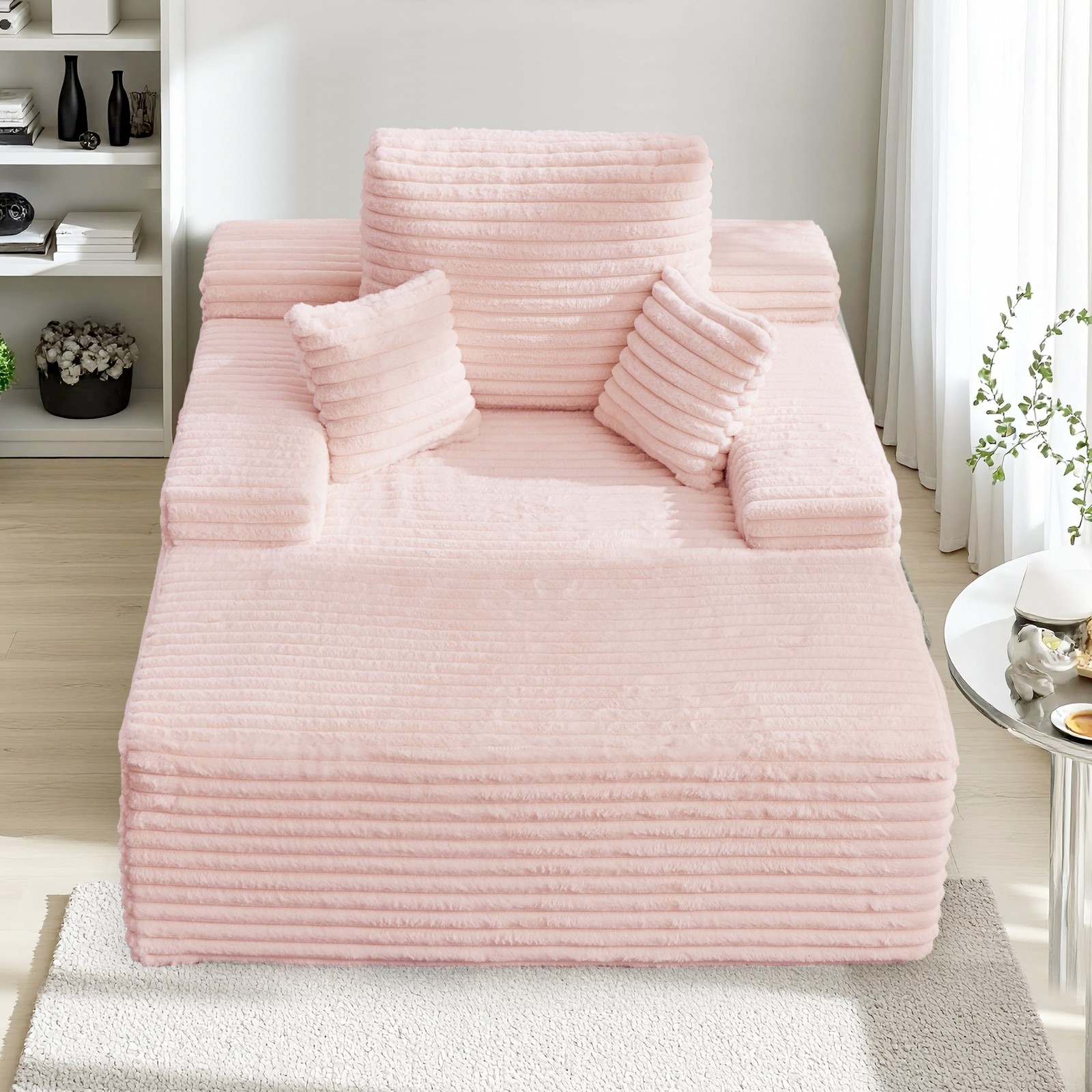 Korser 68.5'' Oversized Chaise Lounge Chair Indoor Boneless Sofa Corduroy Couch