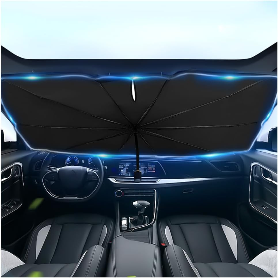 [2026 Upgrade Bend] Car Windshield Sun Shade Umbrella-Bent Umbrella Stand,Foldab