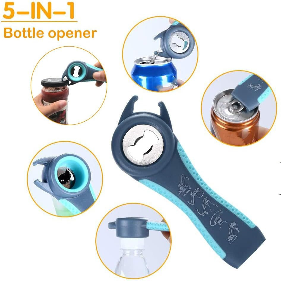 6-In-1 Jar Opener & Bottle Opener Set for Weak Hands - Multi-Function Kitchen Op