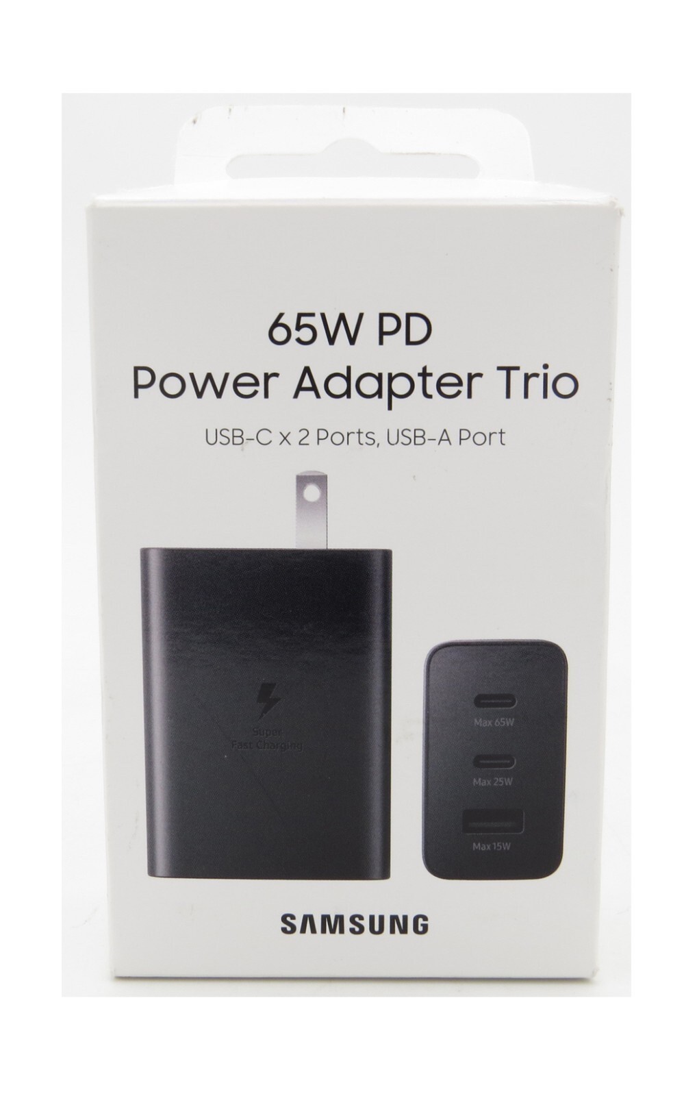 SAMSUNG 3-Port Super Fast Charging 1x USB-C 65W, 1x USB-C 25W, 1x USB-A 15W
