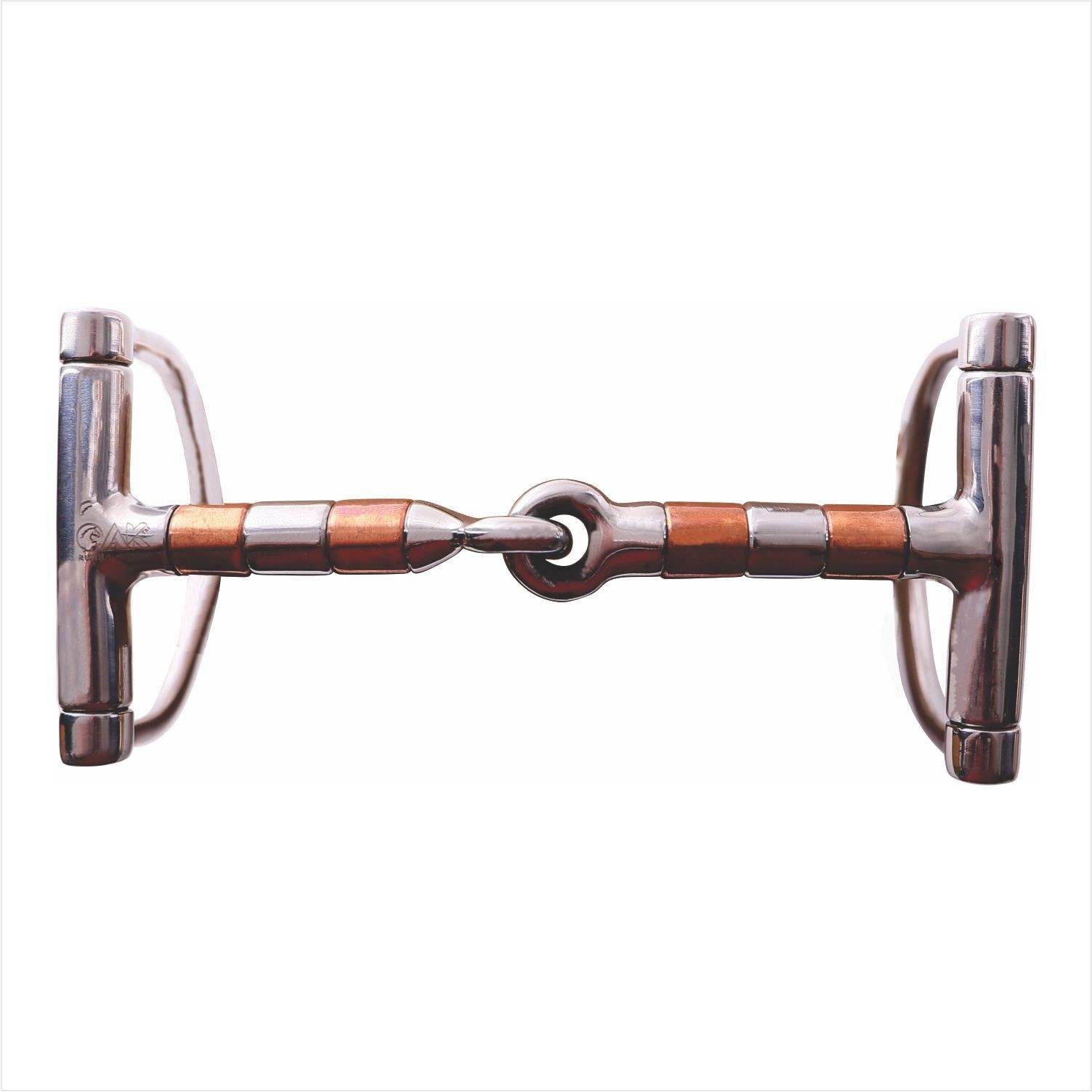 AK D-Bit with Cooper Roller Mouth with Single Joint Horse Riding Bits