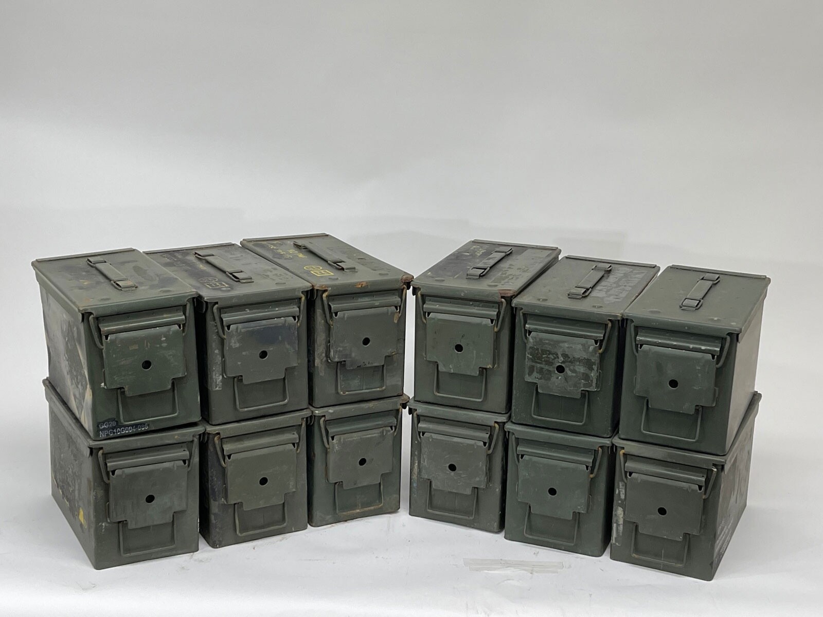 50 Cal Metal Ammo Can – Military Steel Box Ammo Storage - Used - 12 Pack