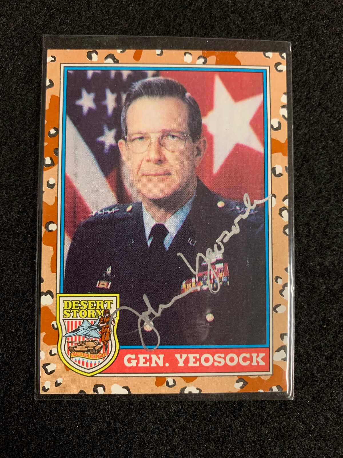 1991 Topps Desert Storm Second Series General Yeosock On Card Auto #161 🔥👀🔥