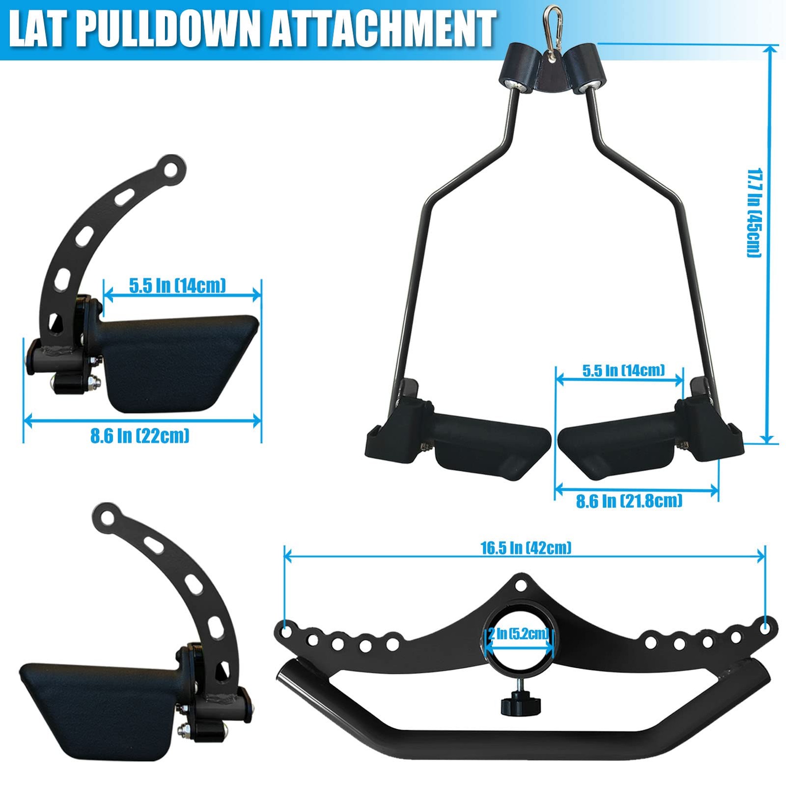 LAT Pulldown Attachments for Cable Pulley System Machine, T-bar Row Landmine ...