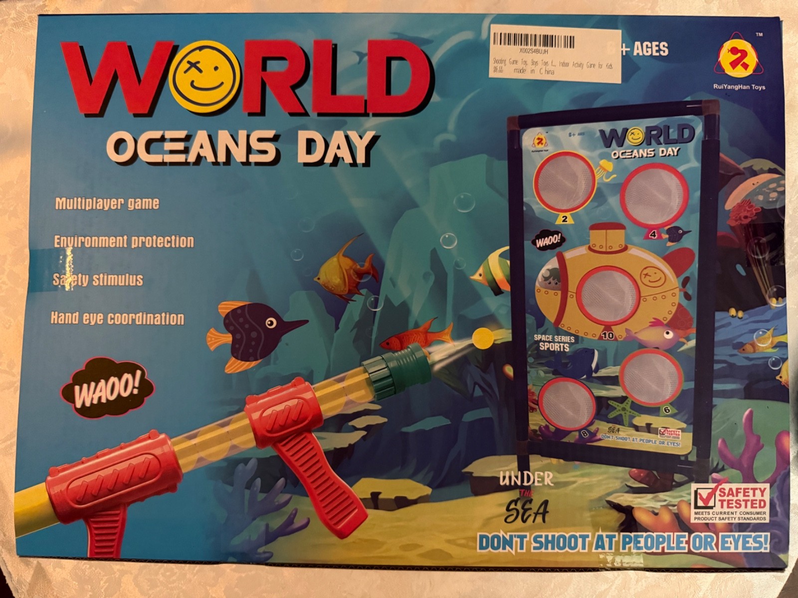 World Oceans Day Foam Ball Air Gun Target Game NIB, Ages 6+