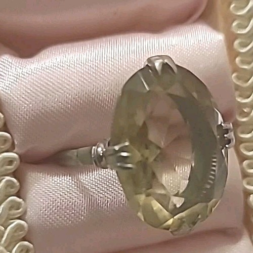 Ring Navy Nurse Provenance WWII Antique Women Big Smokey Topaz Sz 8 Mark,Patriot