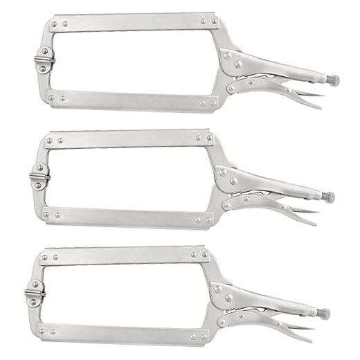 C Clamp Locking Pliers,Locking C Clamp, Adjustable Nickel Plated 3 Pack 18 Inch