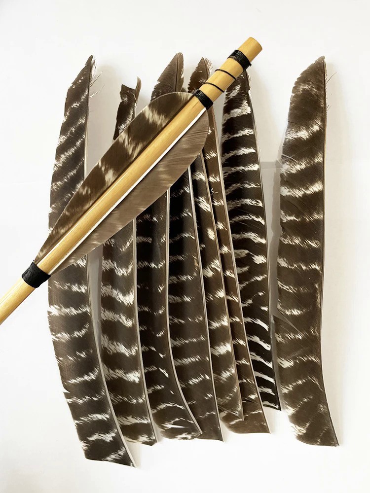 36pcs Archery 7-9in Left Wings Turkey Feather Barred Fletching Traditional Arrow