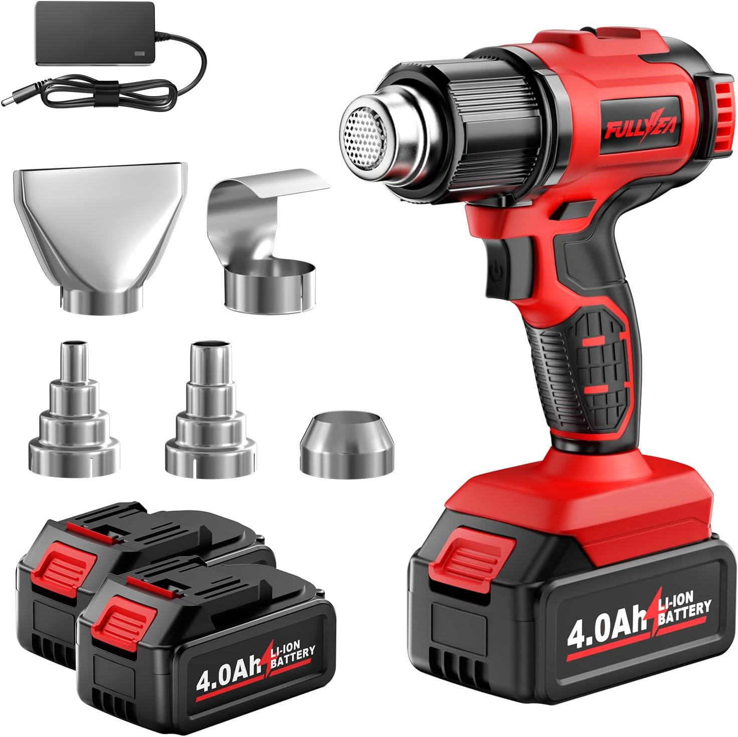 Cordless Heat Gun with 2 X 4.0Ah Batteries, 5 Nozzles Hot Air Gun Kit Portable,