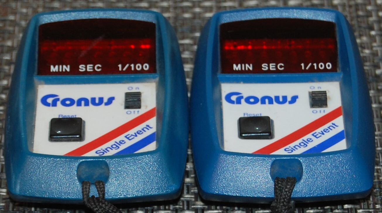 2 Cronu Single Event Stop Watches (Tested Works)