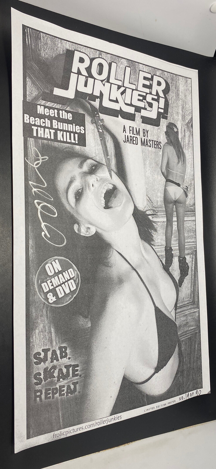 Jared Masters Signed Horror Cult Grindhouse ‘ROLLER JUNKIES’ 8.5x14