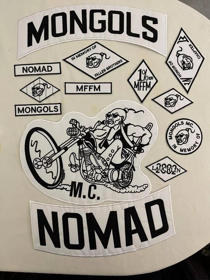 13pcs/ Set Mongols Nomad Biker Vest Embroidered 1% IN Memory
