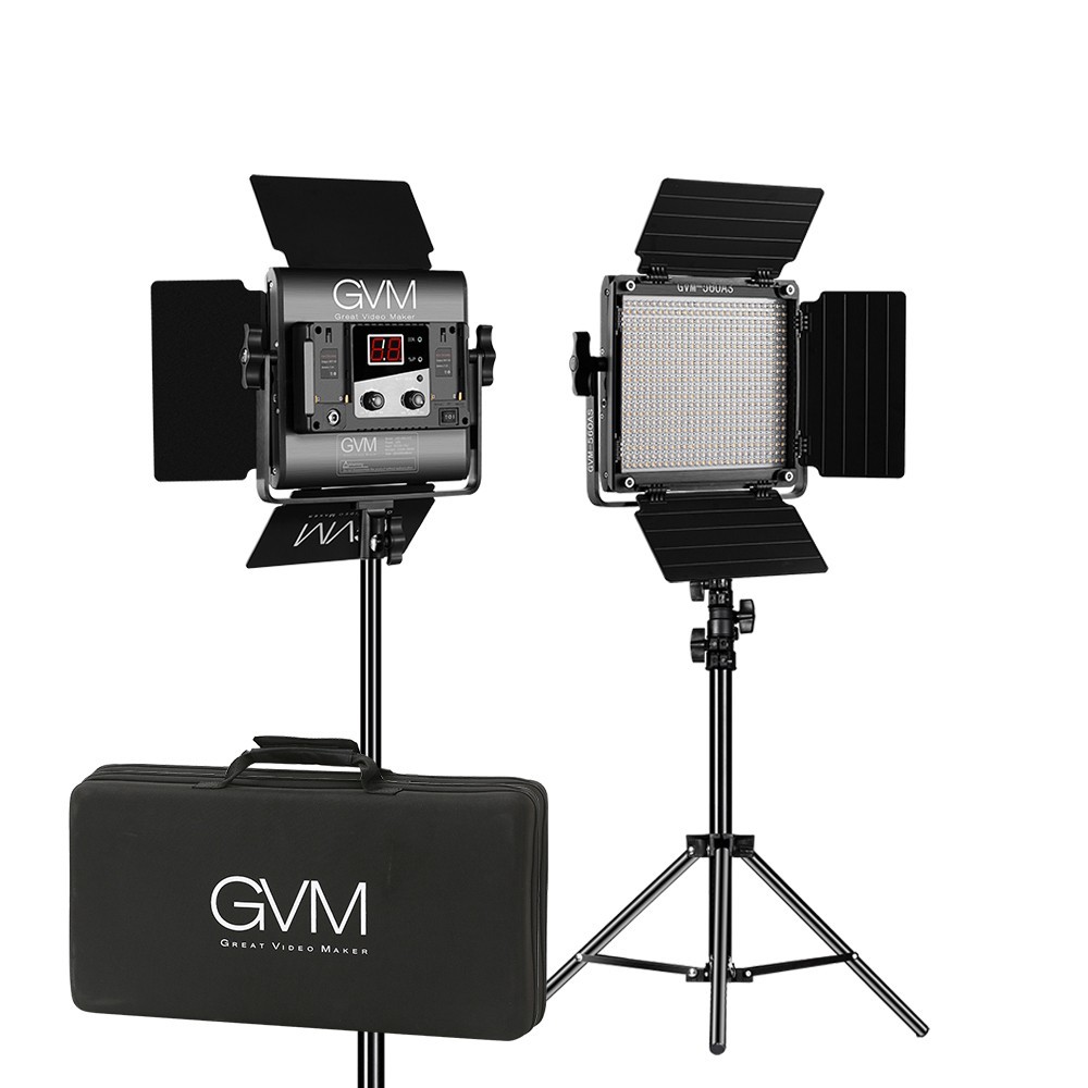 2 Pack GVM 560AS2L 30W Bi-Color LED Video Light Panel Stand Kit with APP Control