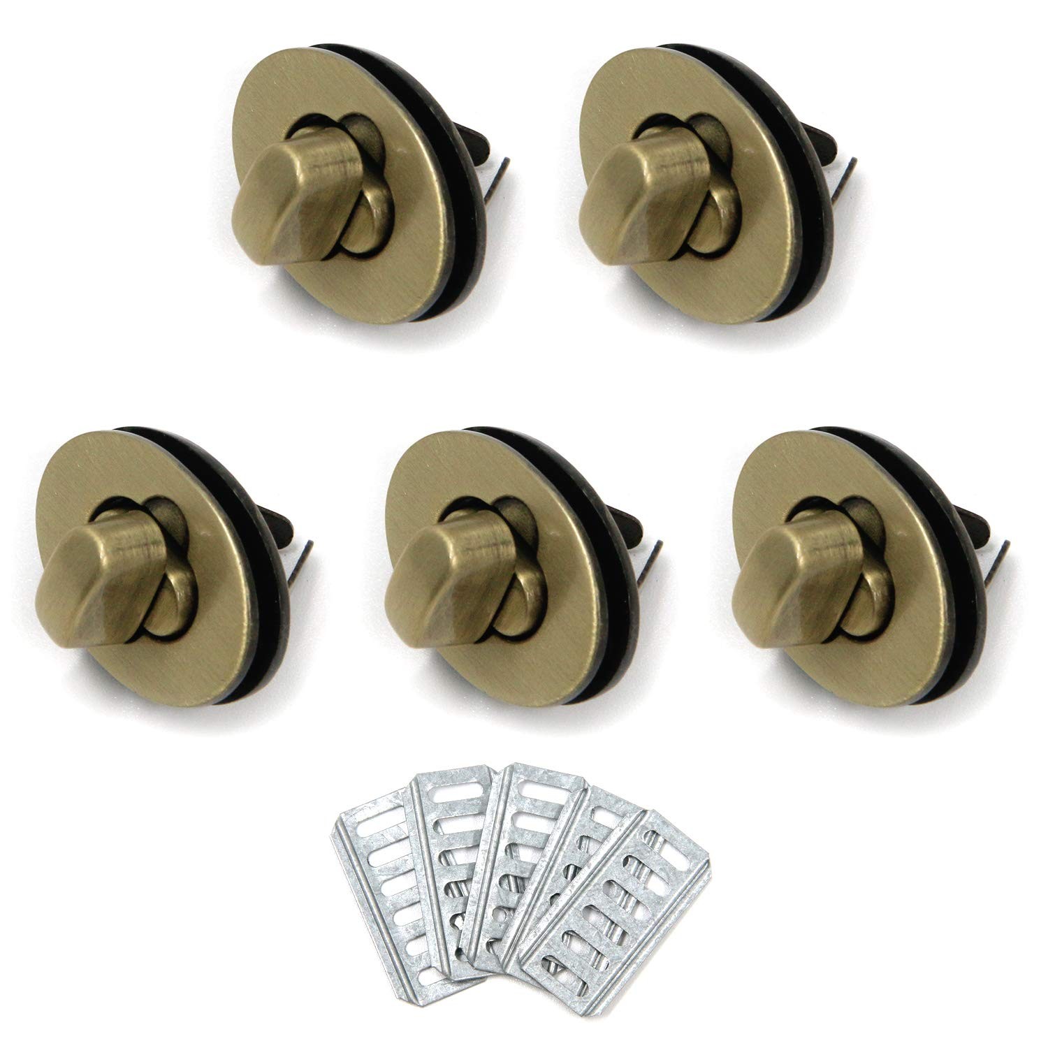 5 Pack Oval Twist Turn Locks Antique Bronze Purses Clutches Closures 0.91x0.67