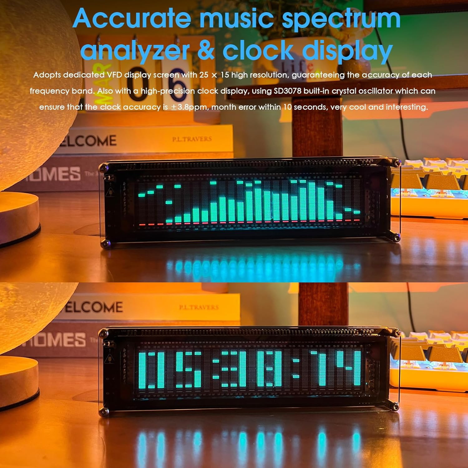 Nobsound AK2515 Pro Audio Spectrum Analyzer with VFD Display, MIC Input & Advanc