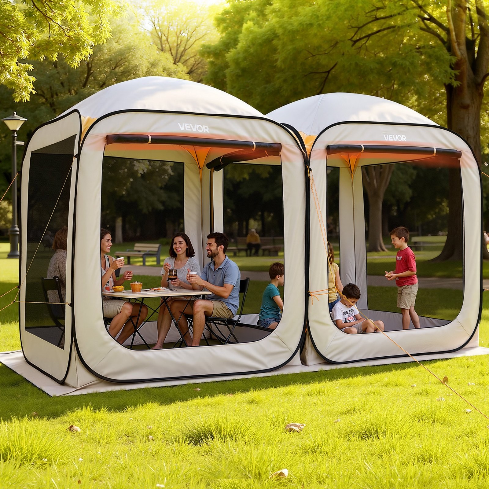 Screen House Tent, 12 x 6 ft, 2 in 1 Pop Up Screen Tent, Portable Screened in Ca