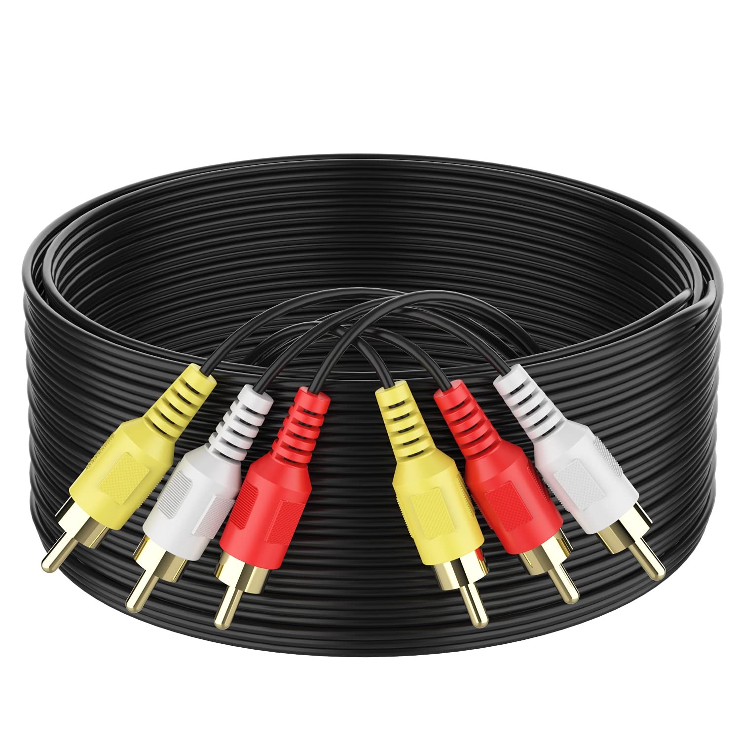 Abireiv Audio Video RCA Cable, 6FT 3RCA to Composite AV Cable 6FT, Black
