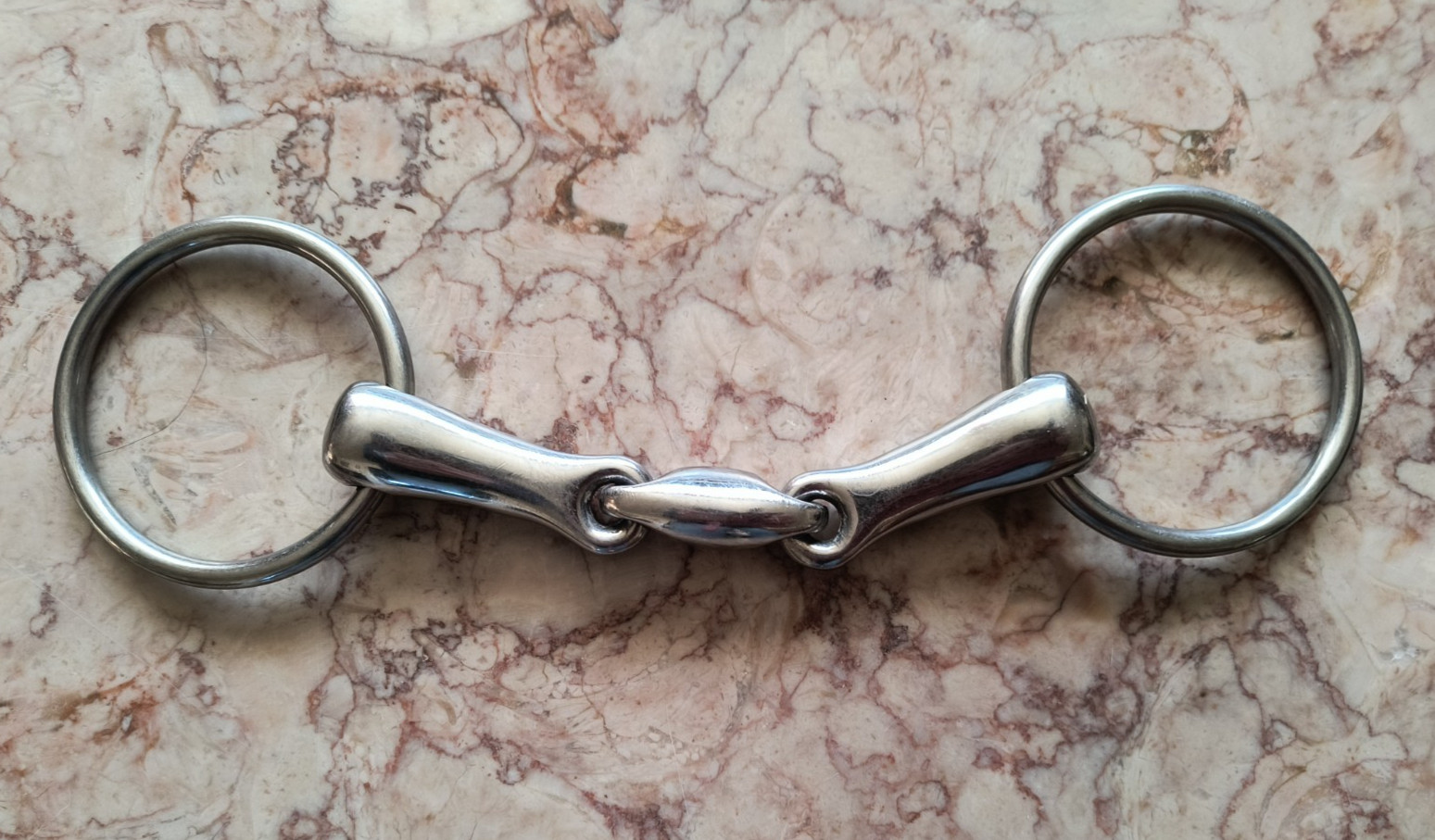 Horse Snaffle Bit-Loose ring-dble. jointed-w/lozenge-5 1/4-20mm-steel-used.