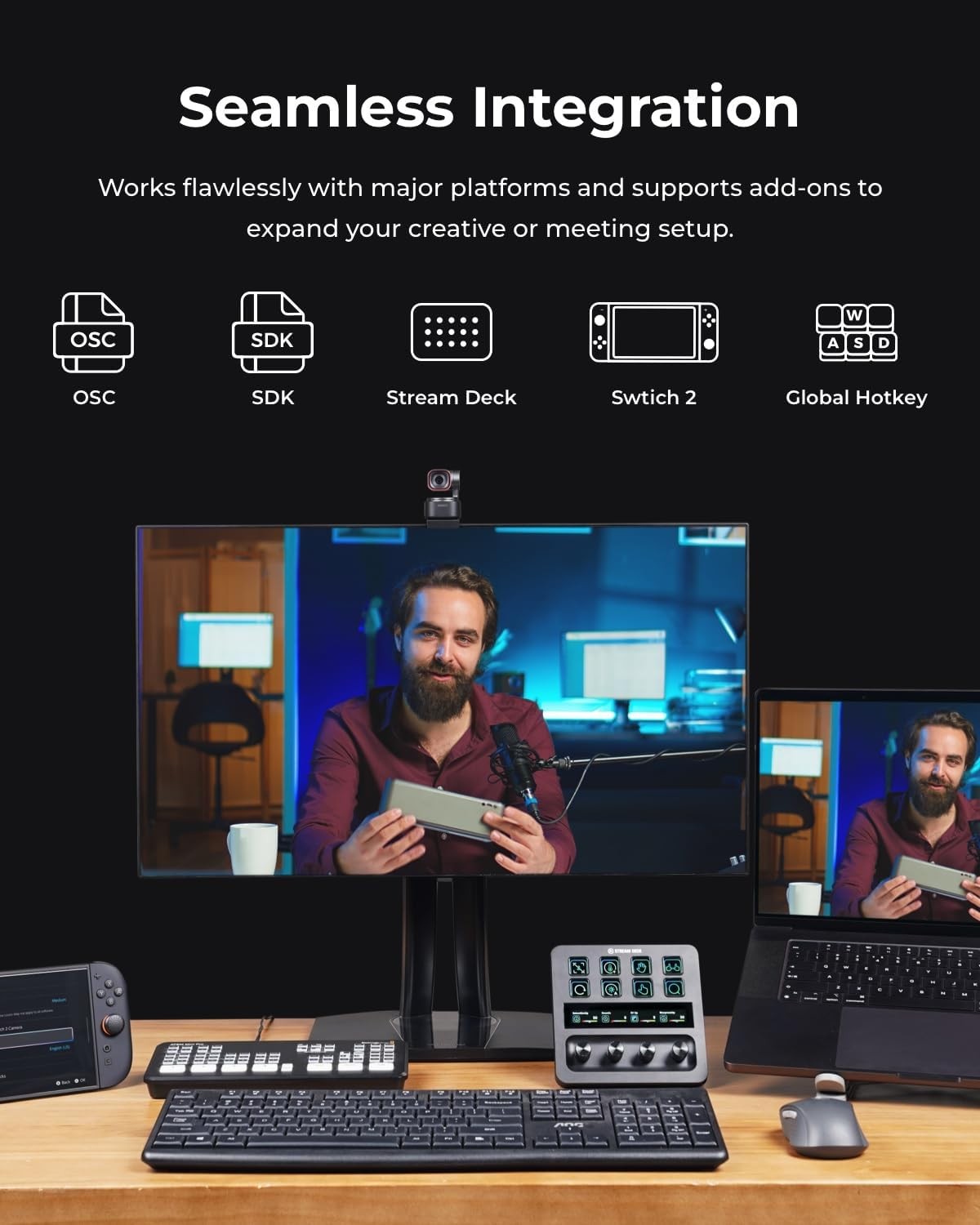 Open Box OBSBOT Tiny 3 AI-Powered Spatial Audio 4K PTZ Webcam