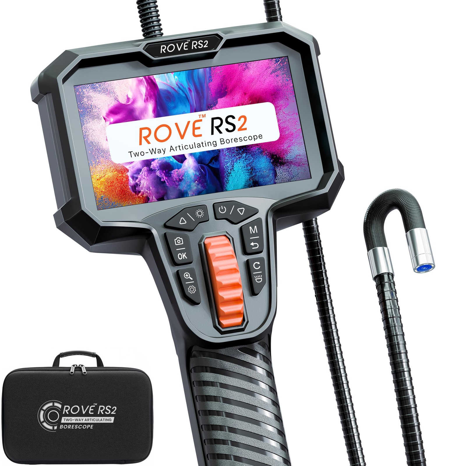 RS2 Two-Way Articulating Borescope Camera with Light, 1080P Industrial Endosc...