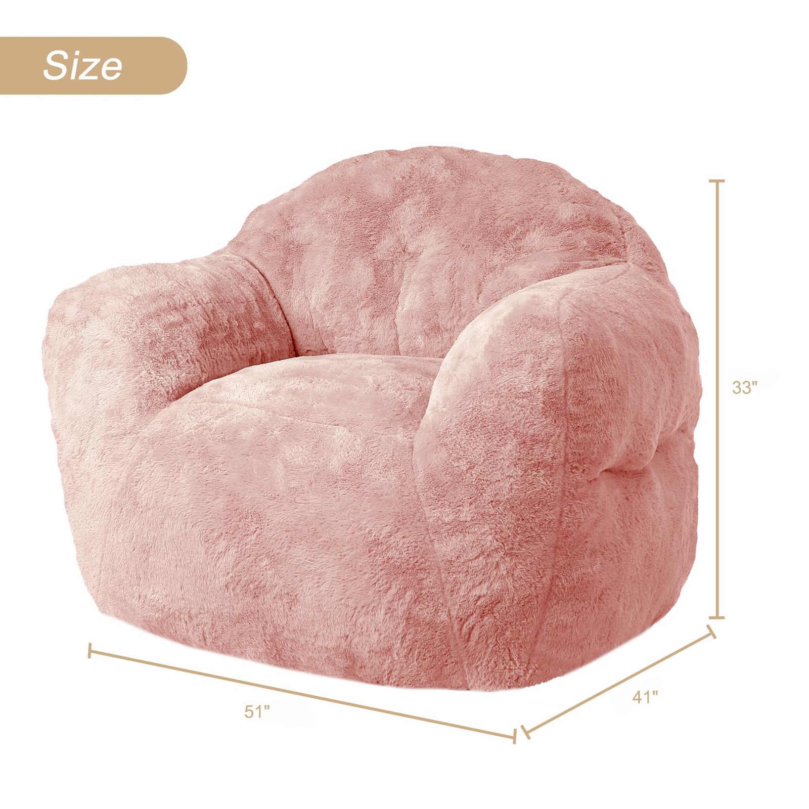 Garvee 51" Giant Bean Bag Chair with Filler Soft Cozy Large Beanbag Sofa Pink
