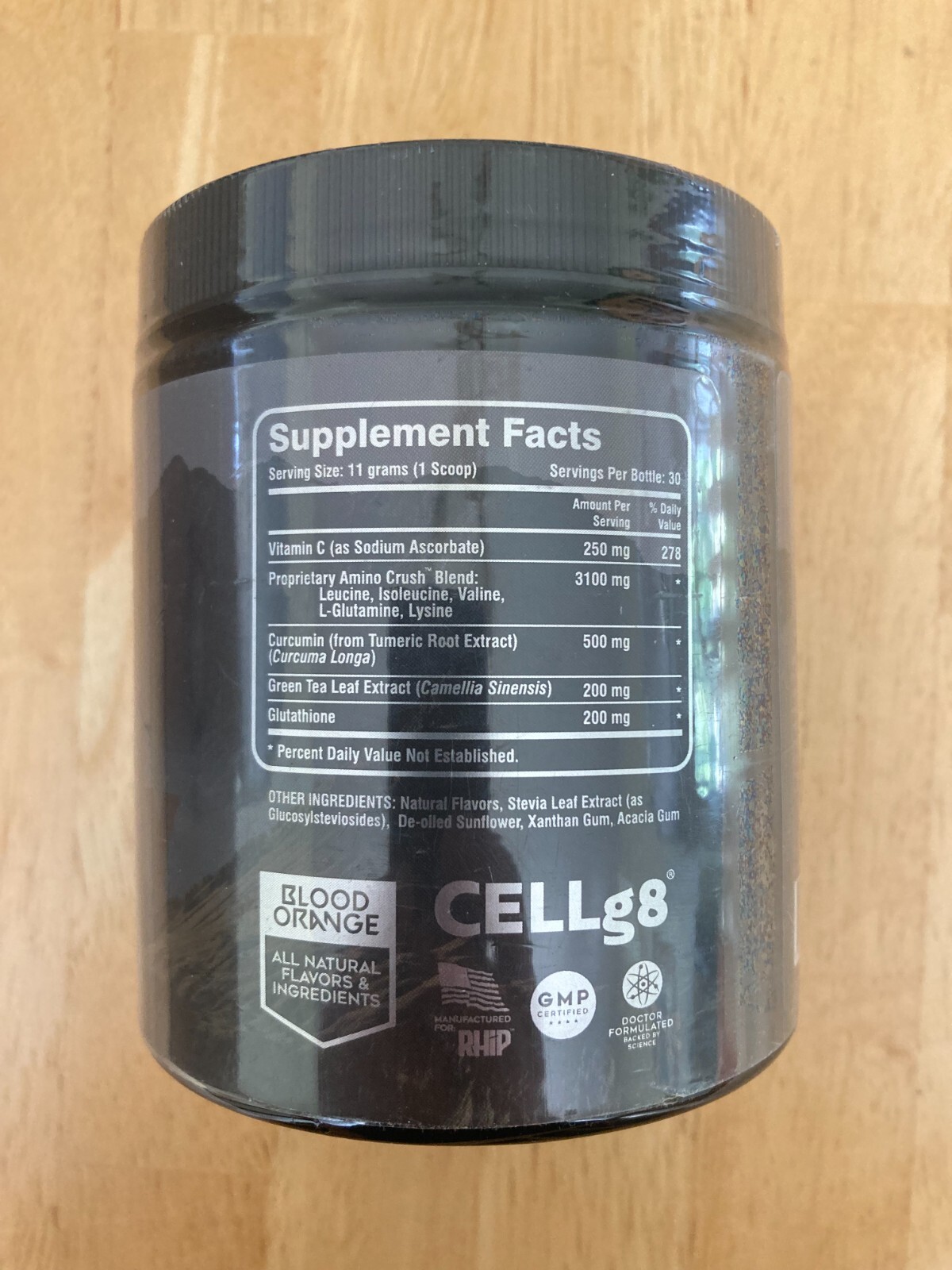Rhip Recovery Amino Acids Muscle DOMS 30 Serv. 11.6 oz. Blood Orange flavor