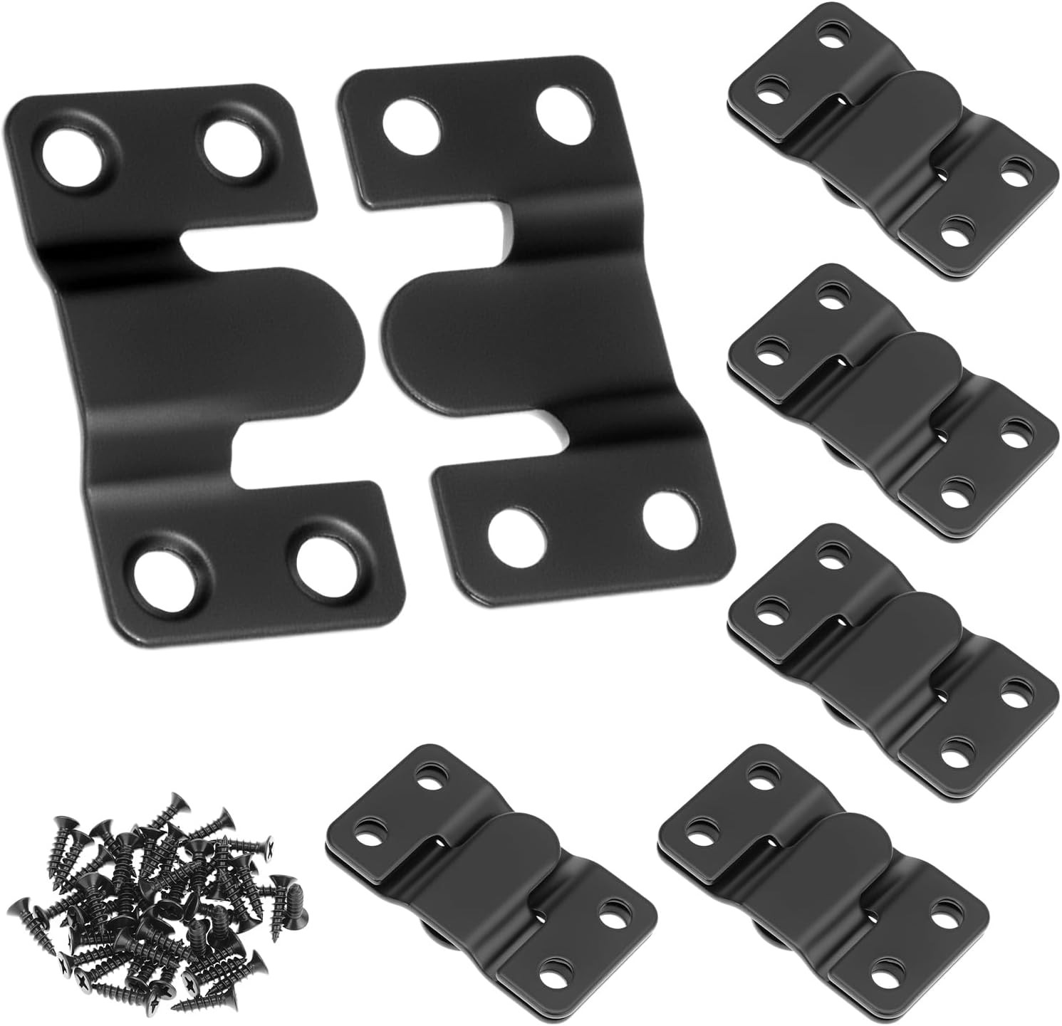 Flush Mount Bracket, 12 Pack Heavy Duty Black Interlock Picture Hanging Buckles,