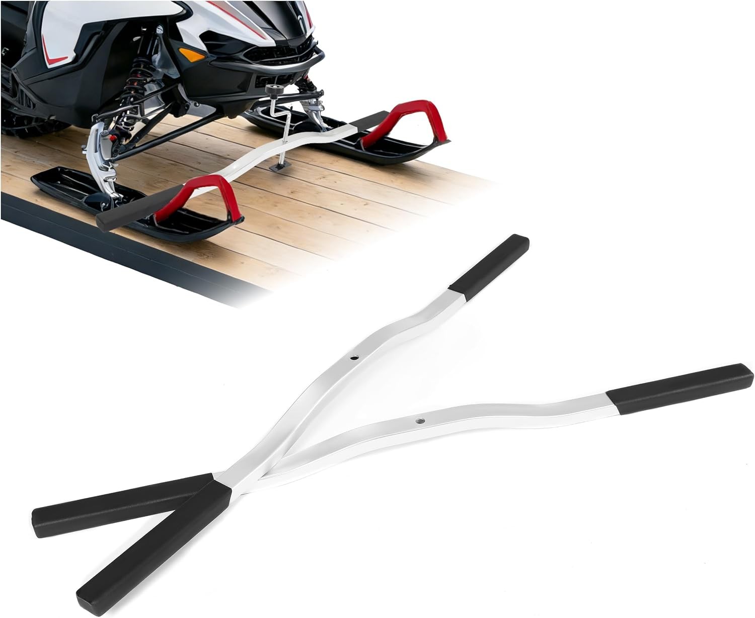 ALMULOO Trailer Ski Bar Snowmobile Tie Down Pair Aluminum BLACK & SILVERY