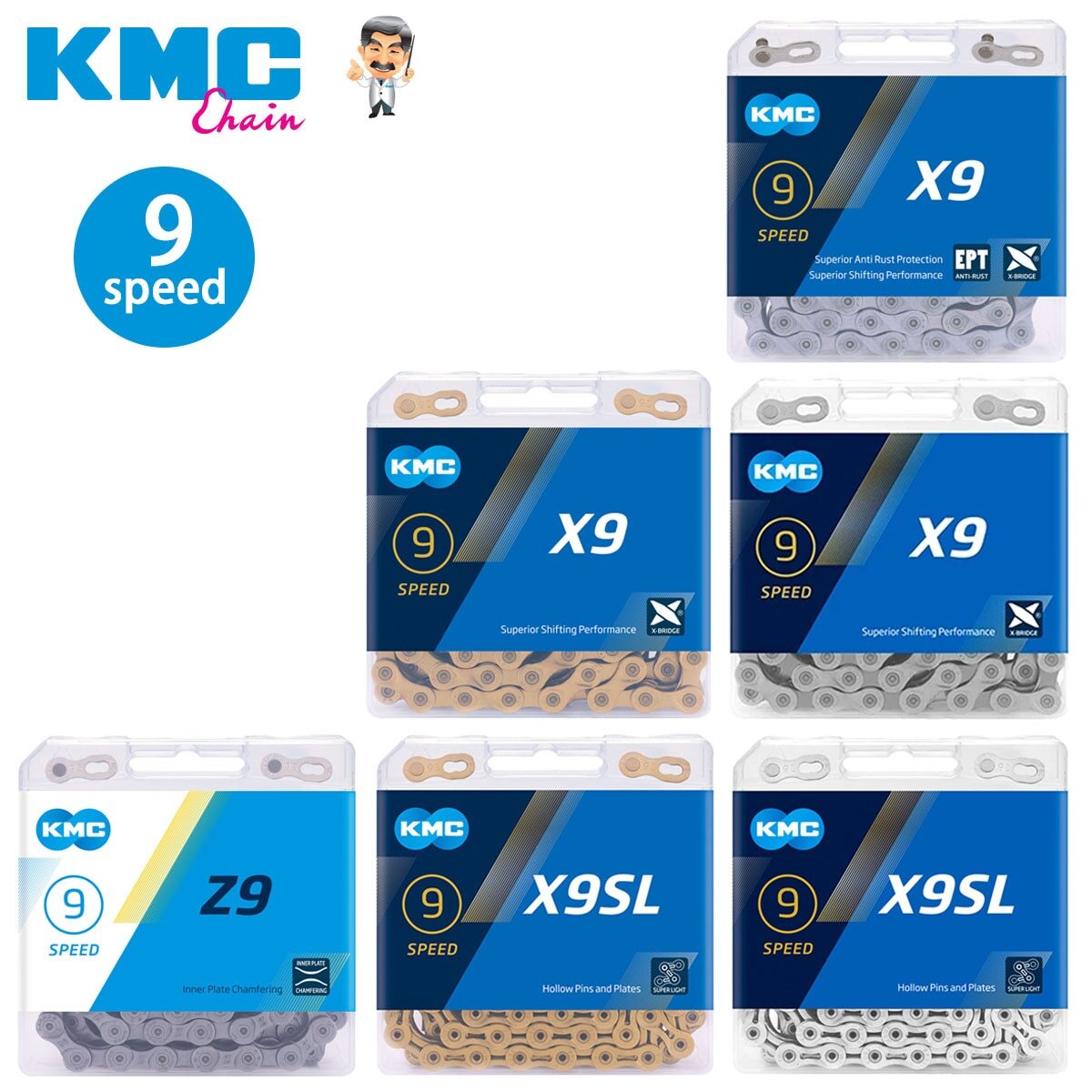 For Shimano 9 Speed KMC X9 HEGY/SUMC Mountain Bicycle 116L MTB Road Bike Chain